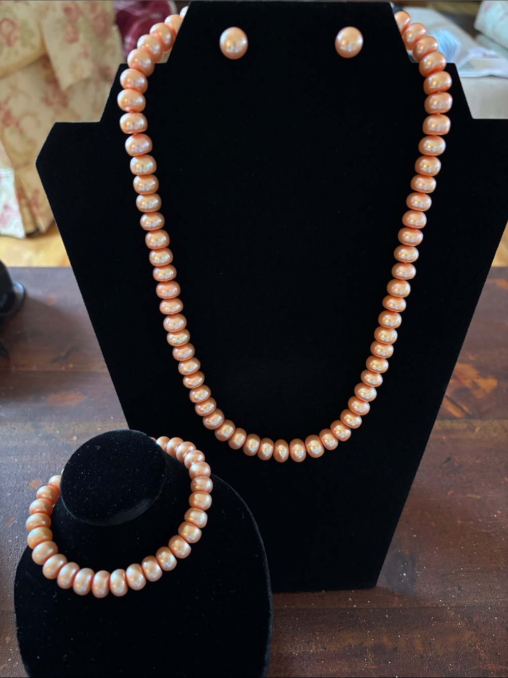 Vintage Honora Freshwater Pearl Necklace, Stretch Bracelet & Stud Earrings Set